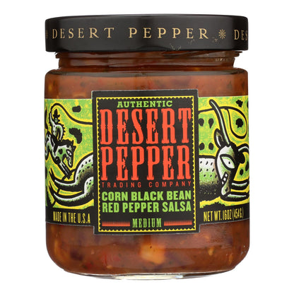 Desert Pepper Trading - 中号玉米黑豆红辣椒莎莎酱 - 6 件装 - 16 盎司。