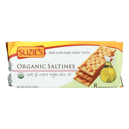 Suzie's Organic Saltines - Salt And Extra Virgin Olive Oil - Case Of 12 - 8.8 Oz.