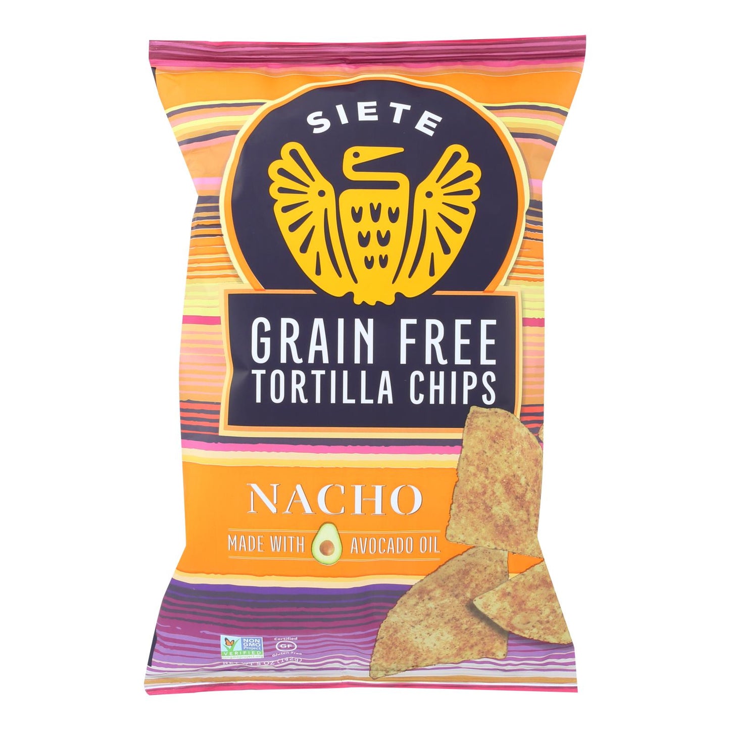 Siete Tortilla Chip - Nacho - Case Of 12 - 5 Oz