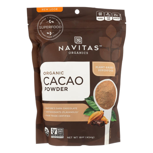 Cacao en polvo Navitas Naturals - Orgánico - Crudo - 16 oz - Caja de 6