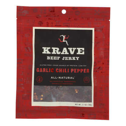 Krave Beef Jerky - Ajo y chile - Caja de 8 - 2,7 oz