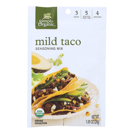 Mezcla de condimento suave para tacos Simply Organic - Caja de 12 - 1 oz.