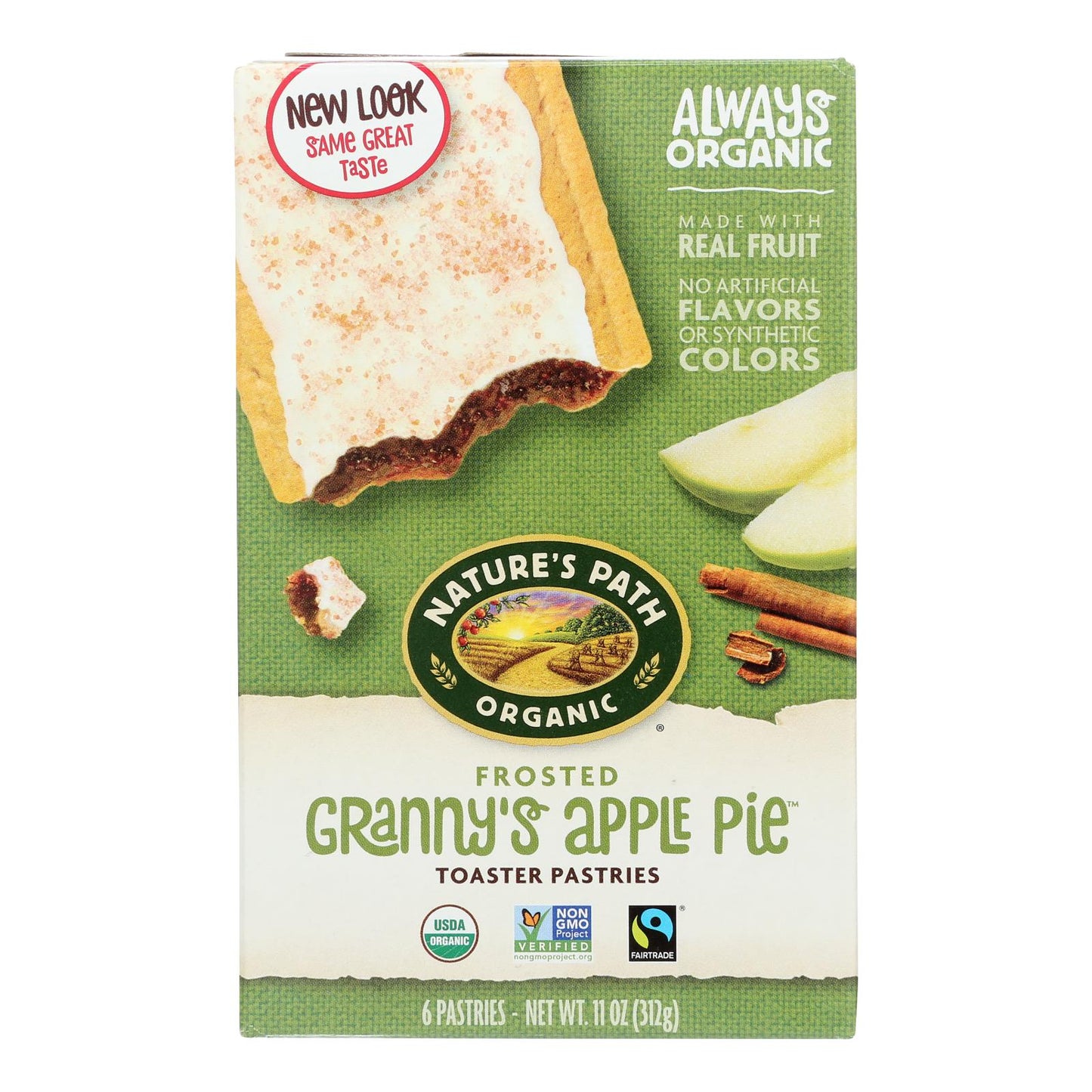 Pasteles tostados glaseados orgánicos Nature's Path - Granny's Apple Pie - Caja de 12 - 11 oz.