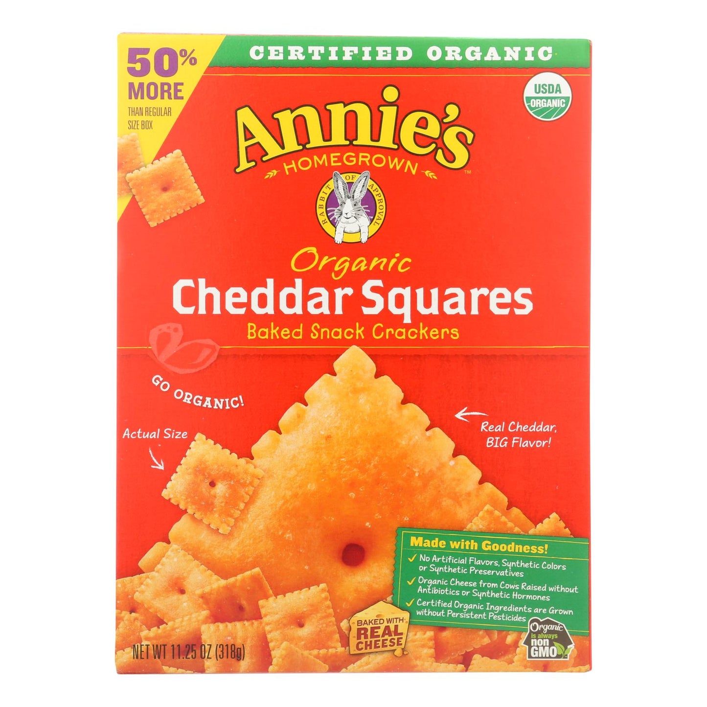 Annie's Homegrown Cheddar Squares 切达干酪方块 - 6 盒装 - 11.25 盎司