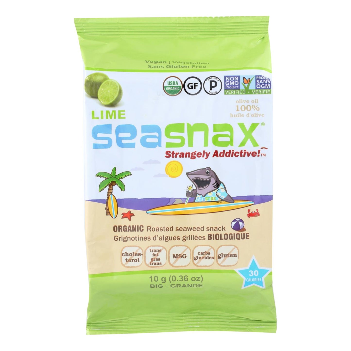 Seasnax 有机海藻 - 青柠 - 12 盒装 - .36 盎司