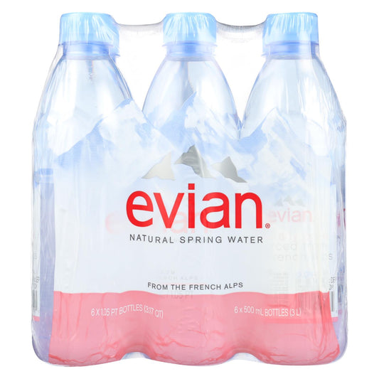 Agua de manantial natural Evians - Caja de 4 - 16,9 fl oz.