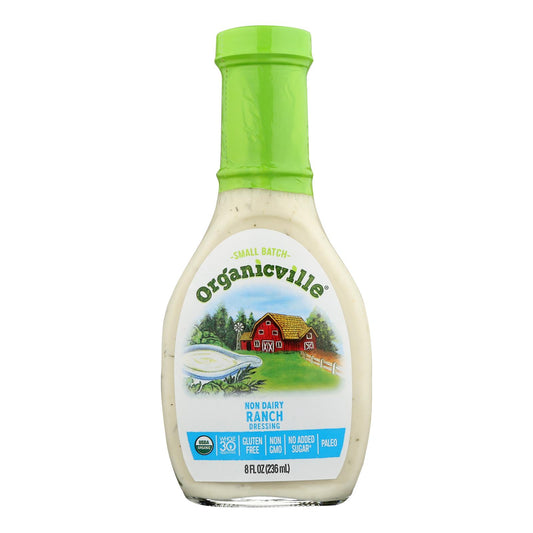 Aderezo orgánico Organic Ville - Vinagreta ranchera sin lácteos - Caja de 6 - 8 fl oz.