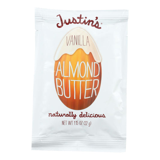 Paquete de mantequilla de nueces de Justin: mantequilla de almendras, vainilla, caja de 10, 1,15 oz.