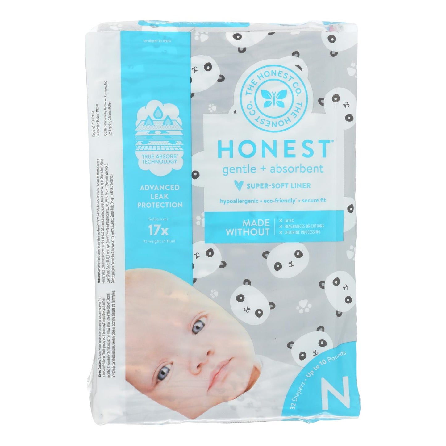 The Honest Company - Diapers Size 0 Newborn - Pandas - 32 Count