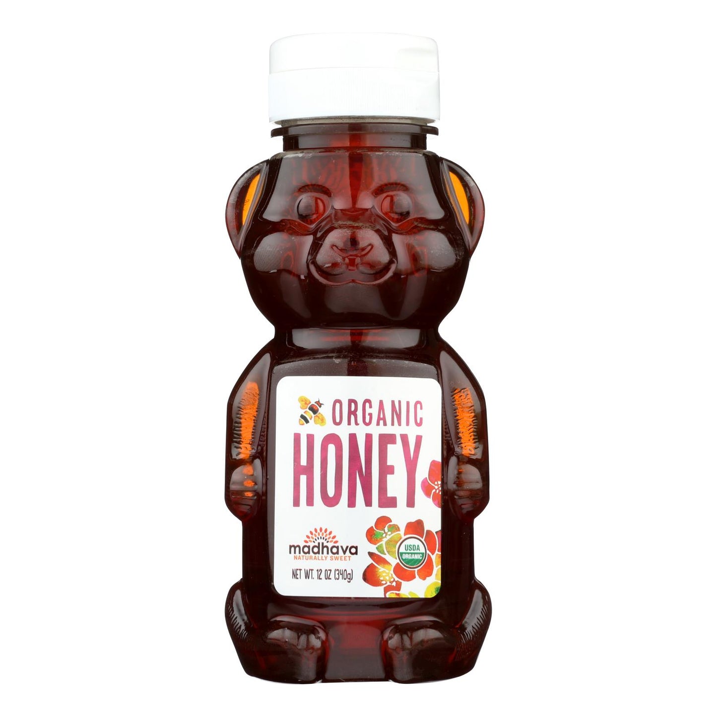 Oso de miel orgánico Madhava Honey - Caja de 6 - 12 oz.