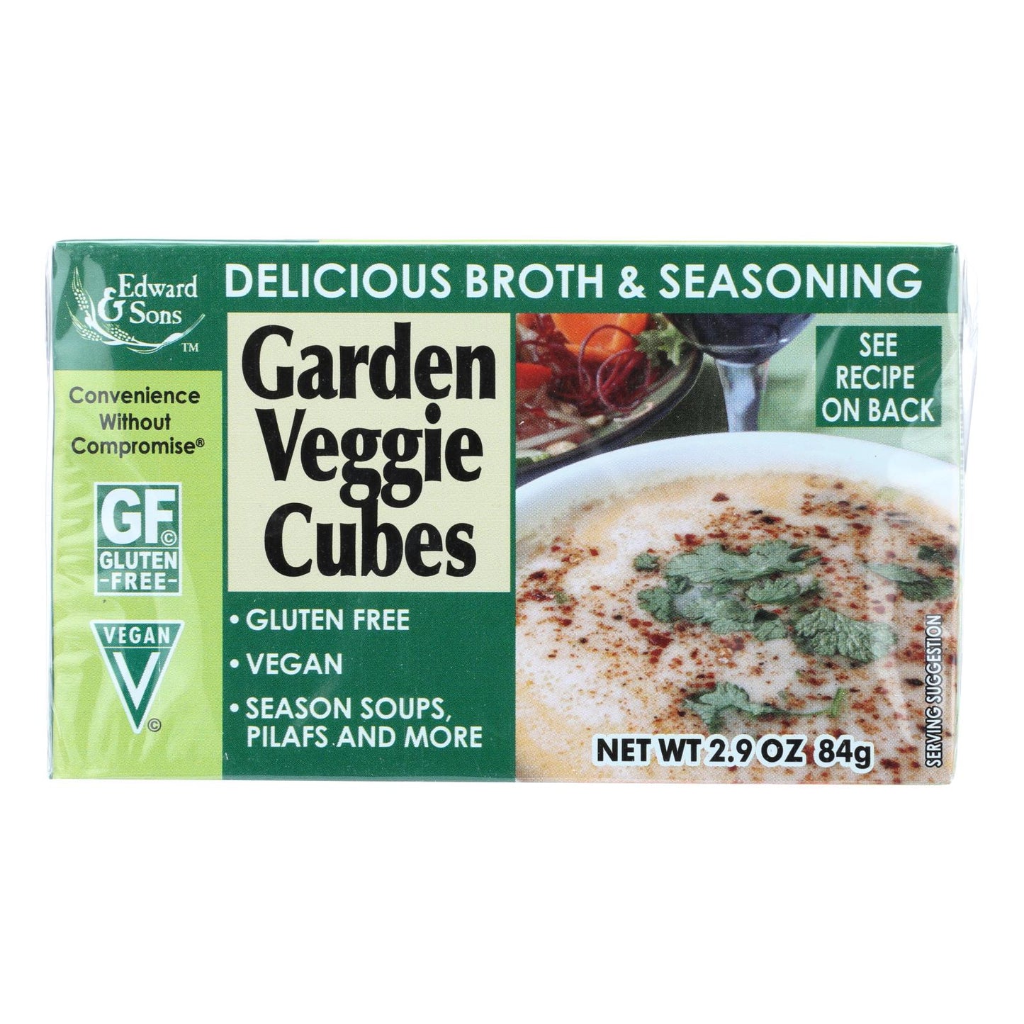 Cubitos de caldo natural Edwards And Sons, para verduras de jardín, 2,9 oz, caja de 12