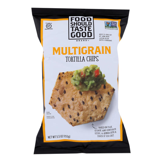 La comida debe tener buen sabor. Chips de tortilla multigrano - Multigrano - Caja de 12 - 5,5 oz.