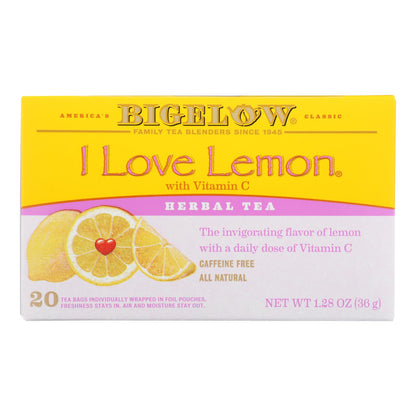 Té de hierbas I Love Lemon de Bigelow Tea - Caja de 6 - 20 bolsas