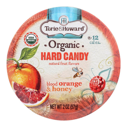 Caramelos duros orgánicos Torie And Howard - Naranja sanguina y miel - 2 oz - Caja de 8