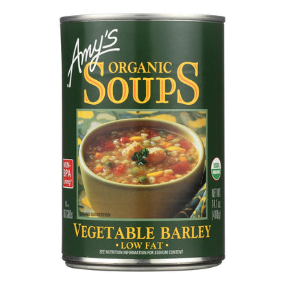 Sopa de cebada y verduras orgánica baja en grasas de Amy's - Caja de 12 - 14,1 oz