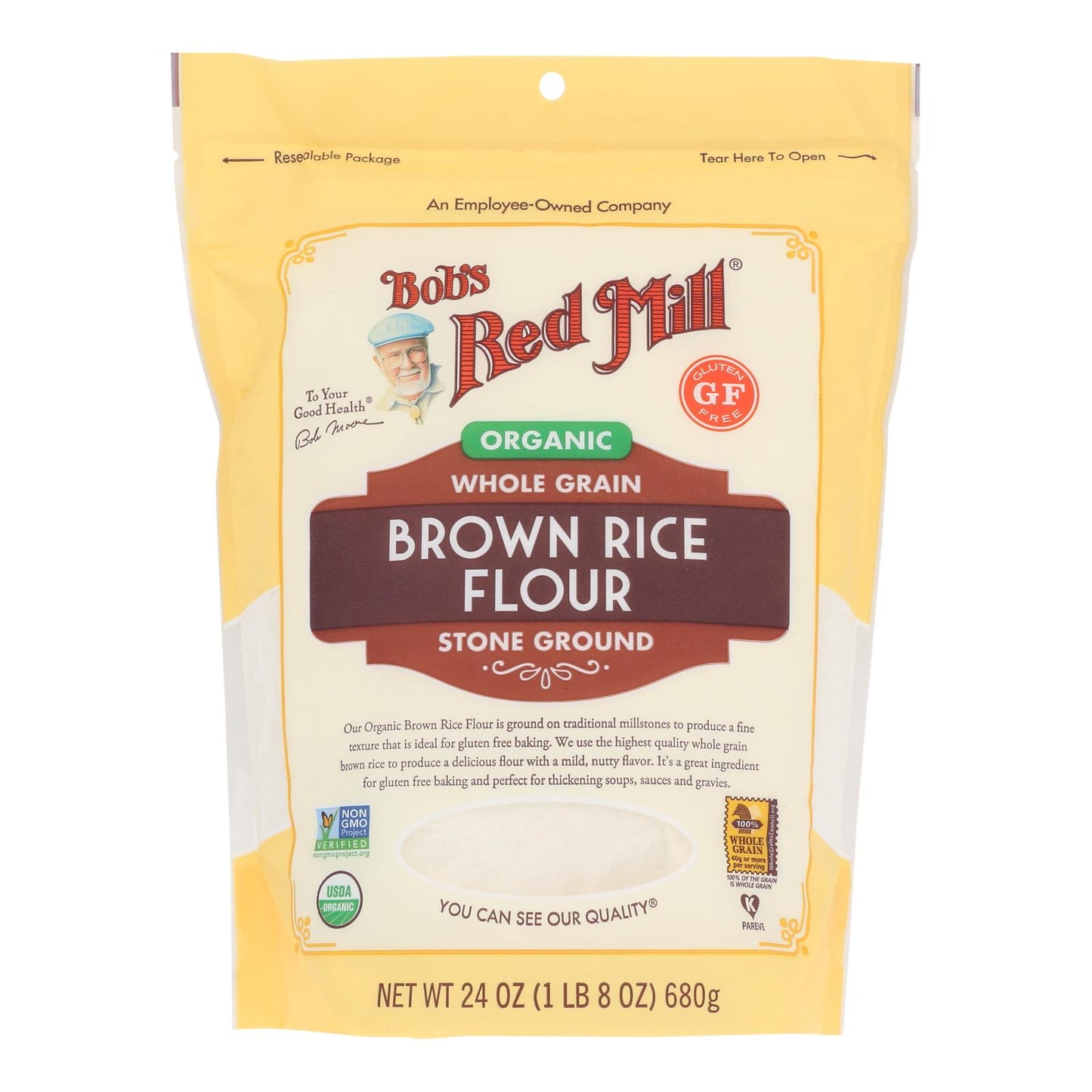 Bob's Red Mill - Harina de arroz integral - Caja de 4 - 24 oz