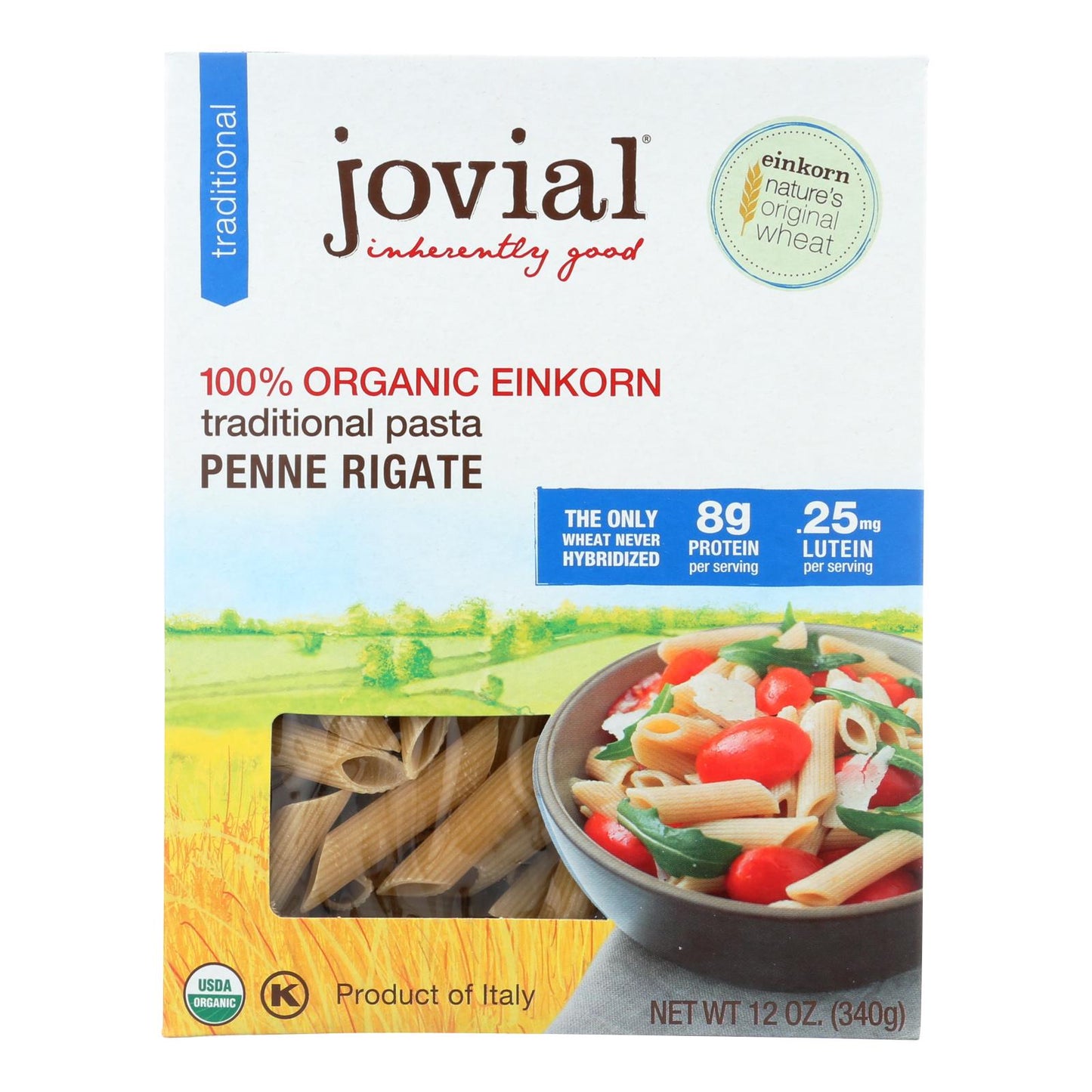 Jovial - Penne Rigate Einkorn - Grano integral - Caja de 12 - 12 oz.