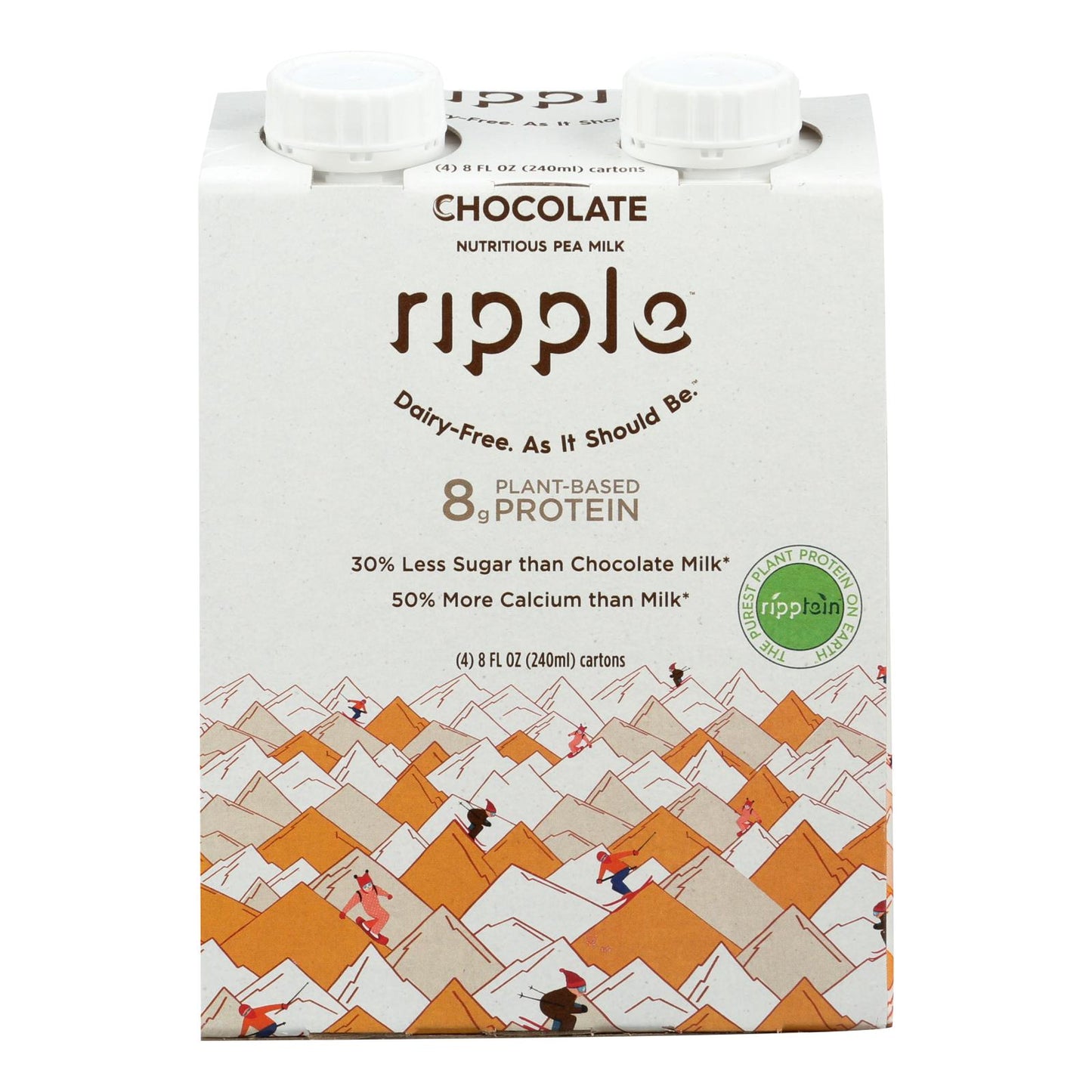 Chocolate aséptico de origen vegetal con proteína de guisante Ripple Foods Ripple - Caja de 4 - 4/8 Fz