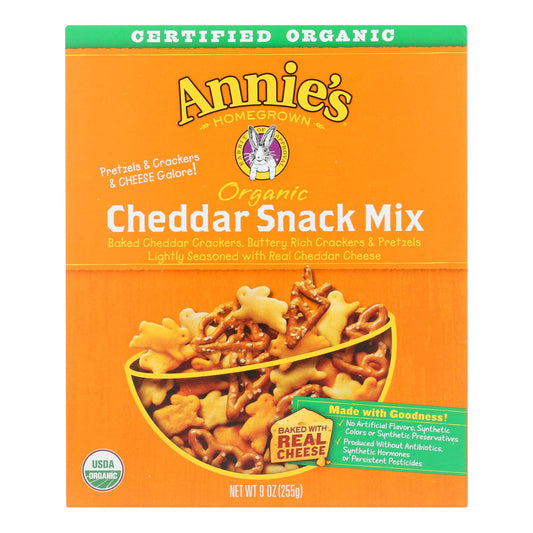 Mezcla de bocadillos de queso cheddar conejitos orgánicos de cosecha propia de Annie - Caja de 12 - 9 oz.