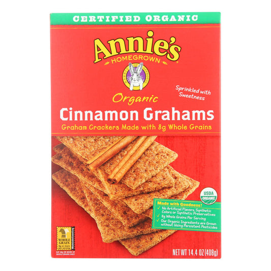 Annie's Homegrown Organic Cinnamon Graham Crackers - Case Of 12 - 14.4 Oz.