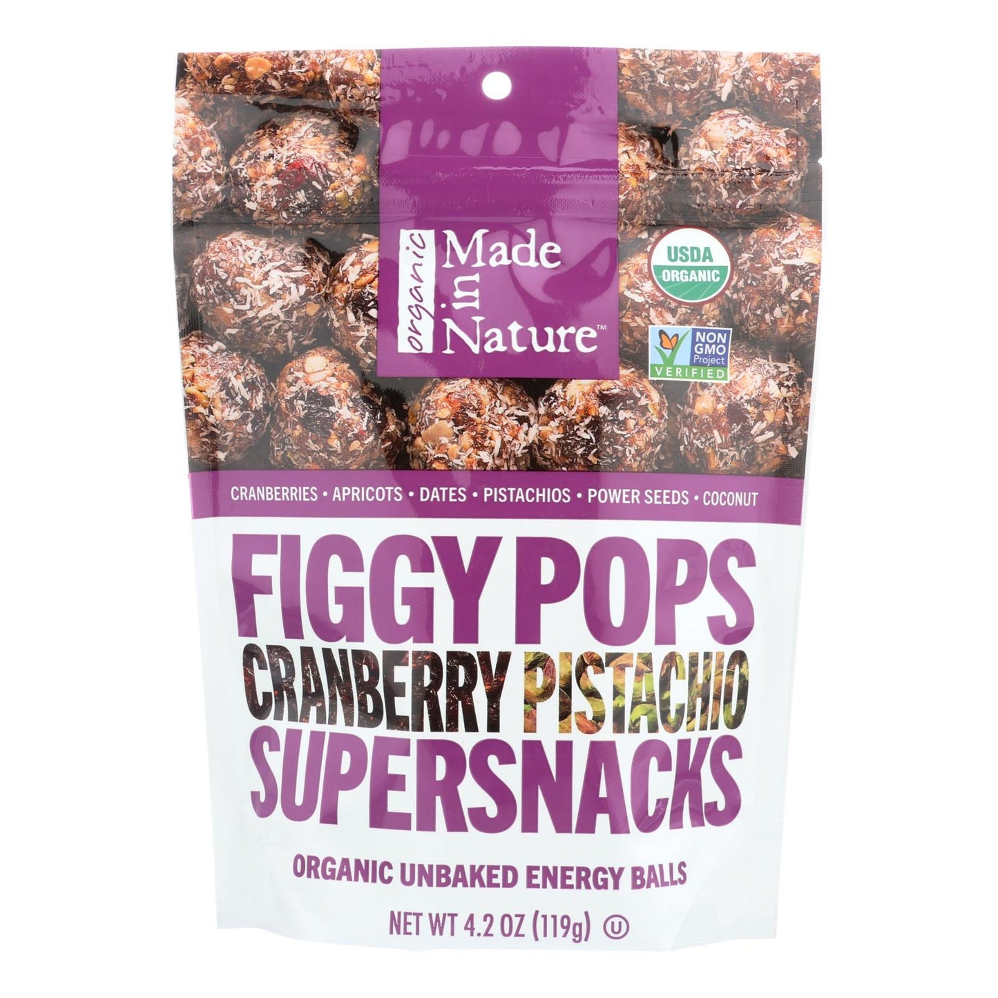 Figgy Pops Made In Nature - Pistacho y arándano - Caja de 6 - 4.2 oz