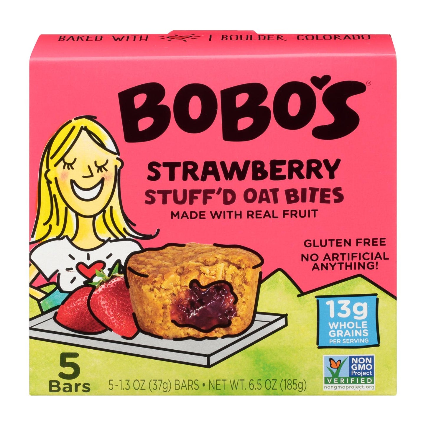 Barras de avena Bobo's - Bocaditos rellenos de fresa - Caja de 6 - 6.5 oz