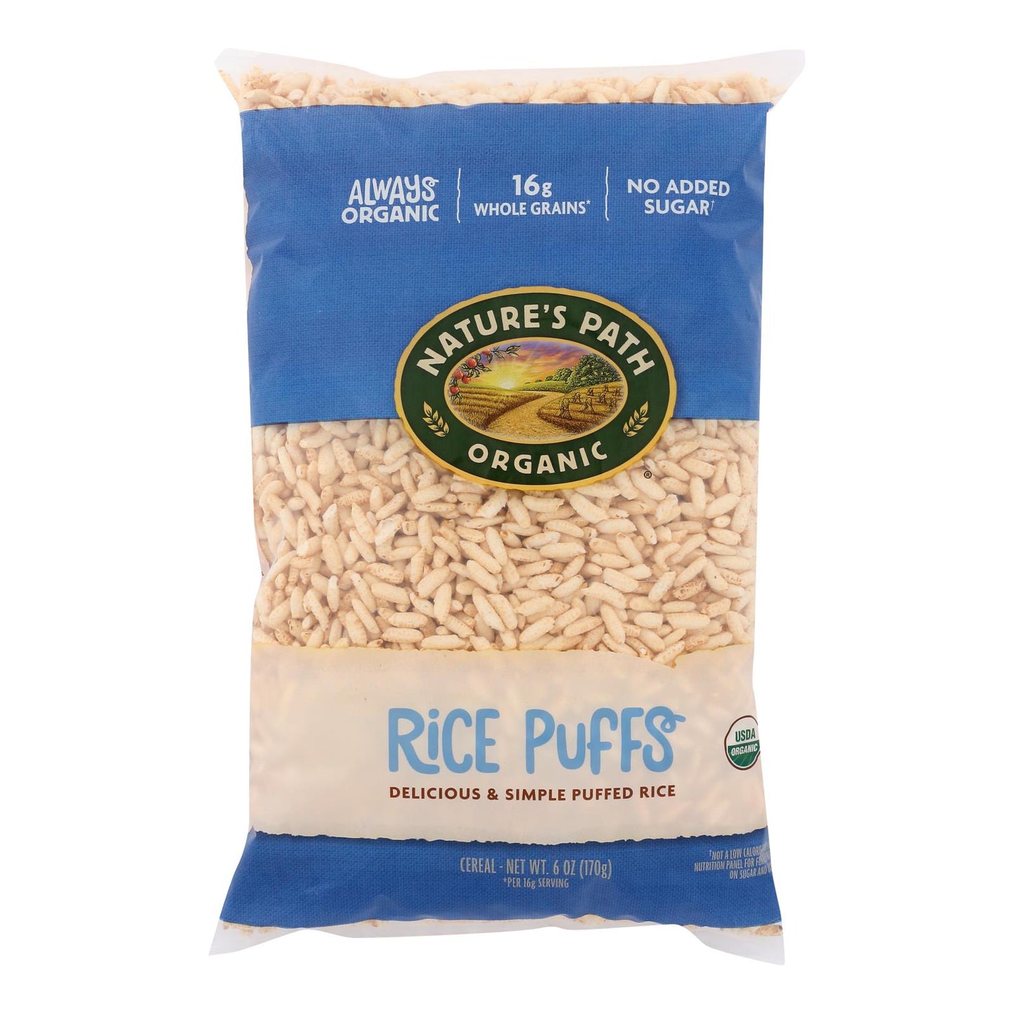 Cereales de arroz inflado orgánico Nature's Path - Caja de 12 - 6 oz.