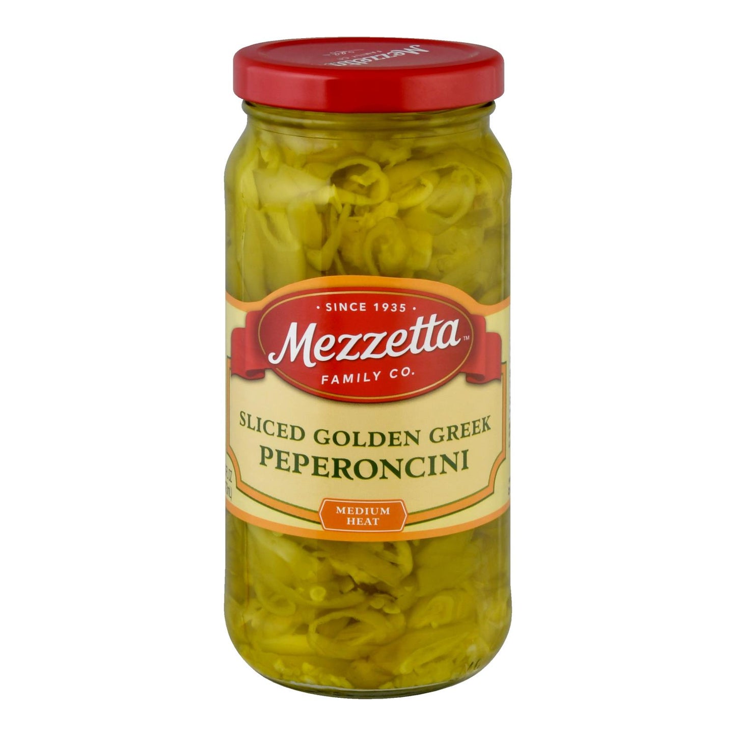 Mezzetta Deli 切片金色希腊辣椒 - 6 件 - 16 液体盎司。