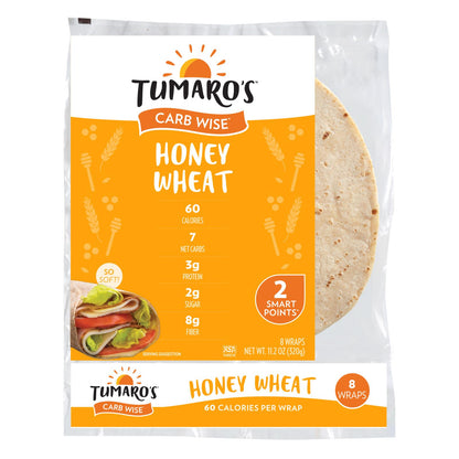 Tumaro's 8-inch Honey Wheat Carb Wise Wraps - Case Of 6 - 8 Ct