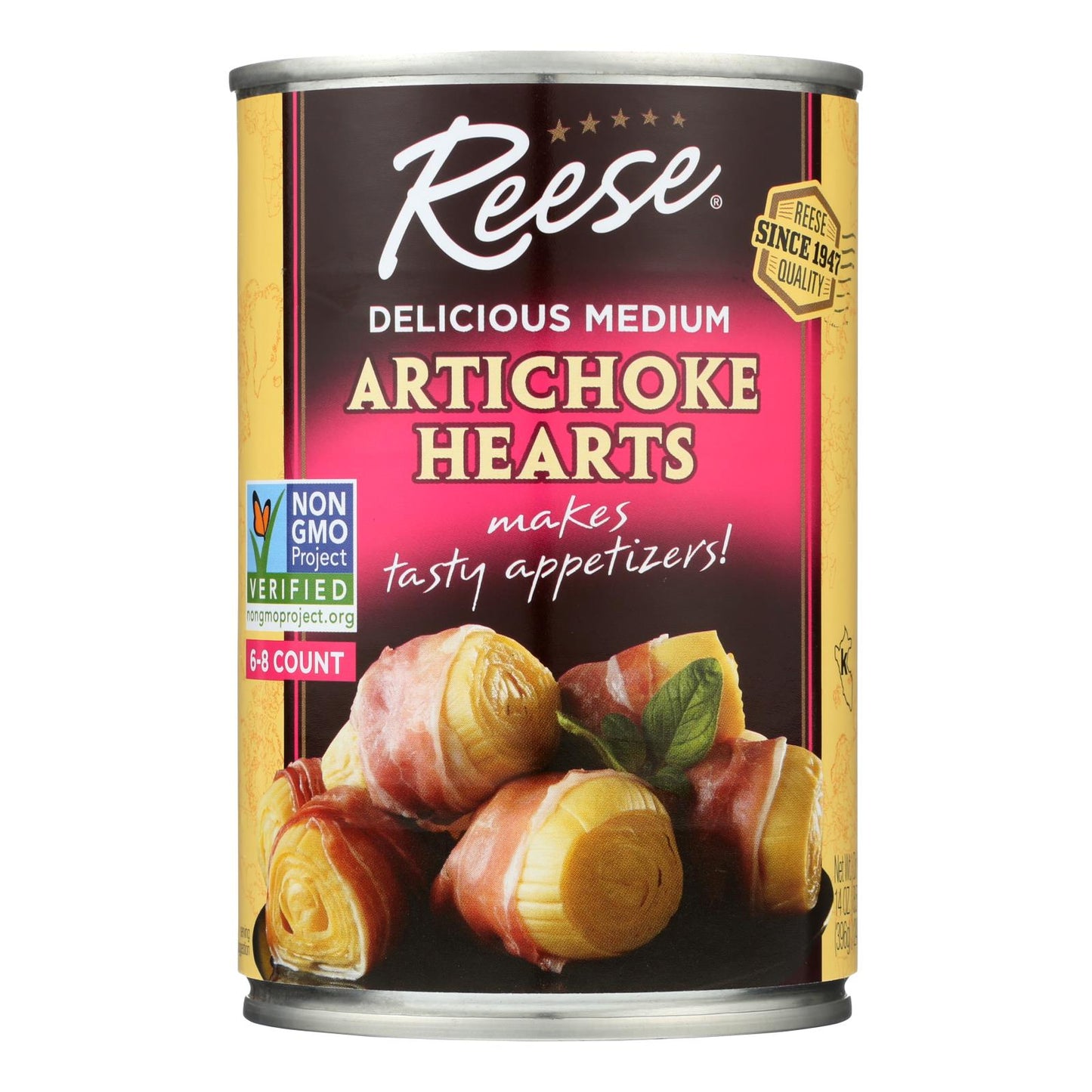 Corazones de alcachofa de Reese - Deliciosos medianos - Caja de 12 - 14 oz.