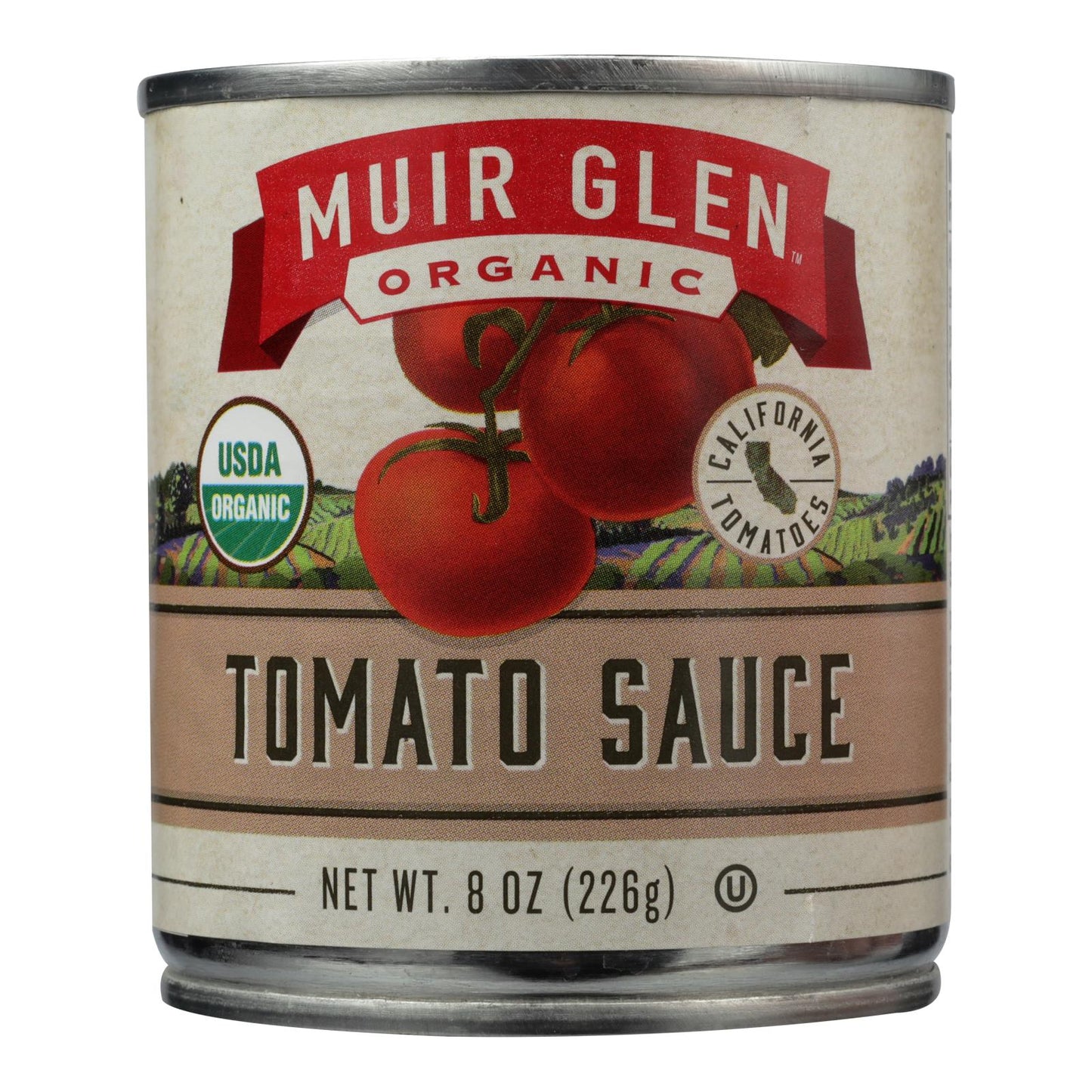 Salsa de tomate regular orgánica Muir Glen - Caja de 24 - 8 fl oz