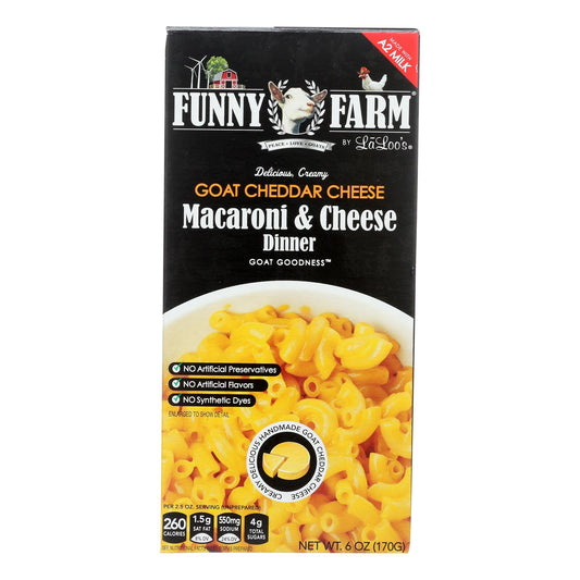 Cena de macarrones con queso y queso cheddar de cabra de Funny Farm de La Loo - Caja de 8 - 6 oz