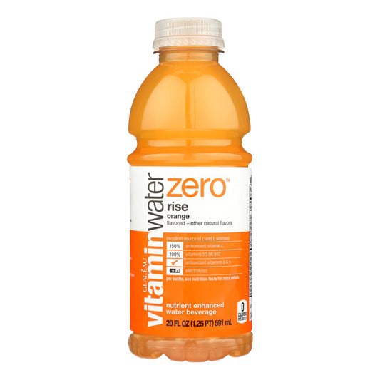 Agua con vitaminas Glaceau Zero, sabor a naranja Rise, caja de 12, 20 fz