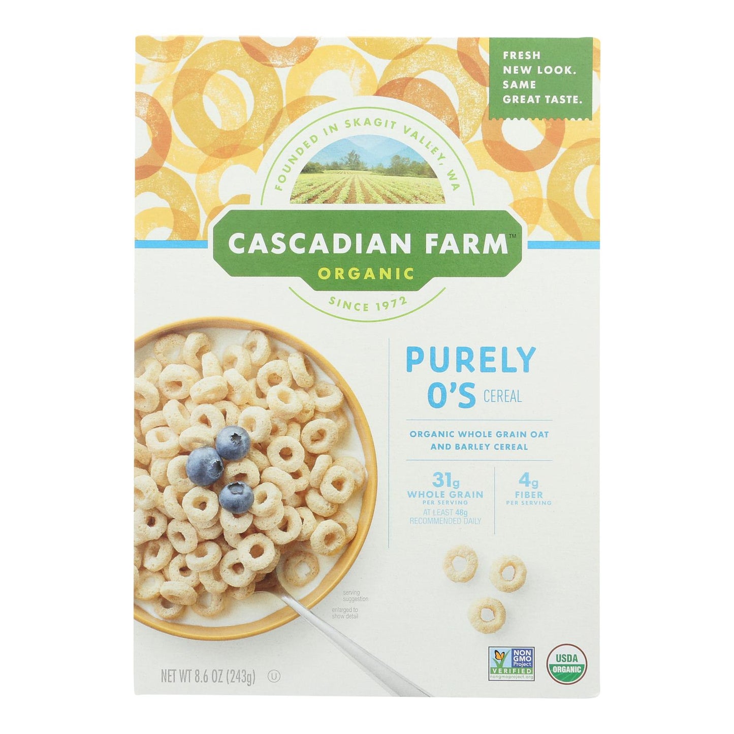 Cereales orgánicos de Cascadian Farm, puramente a base de soja, 8,6 oz, caja de 12