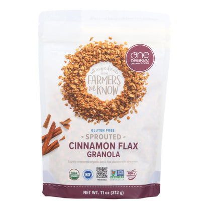 Granola de lino y canela de One Degree Organic Foods - Avena germinada - Caja de 6 - 11 oz.