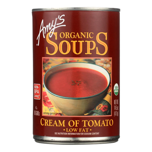 Sopa de crema de tomate orgánica baja en grasas de Amy's - Caja de 12 - 14,5 oz