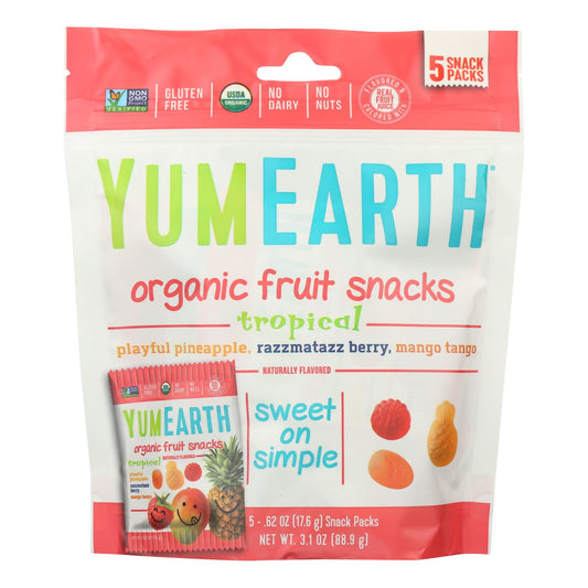 Yumearth Organics Orgánico - Frambuesa - Piña - Mango - Caja de 12 - 3.1 oz.