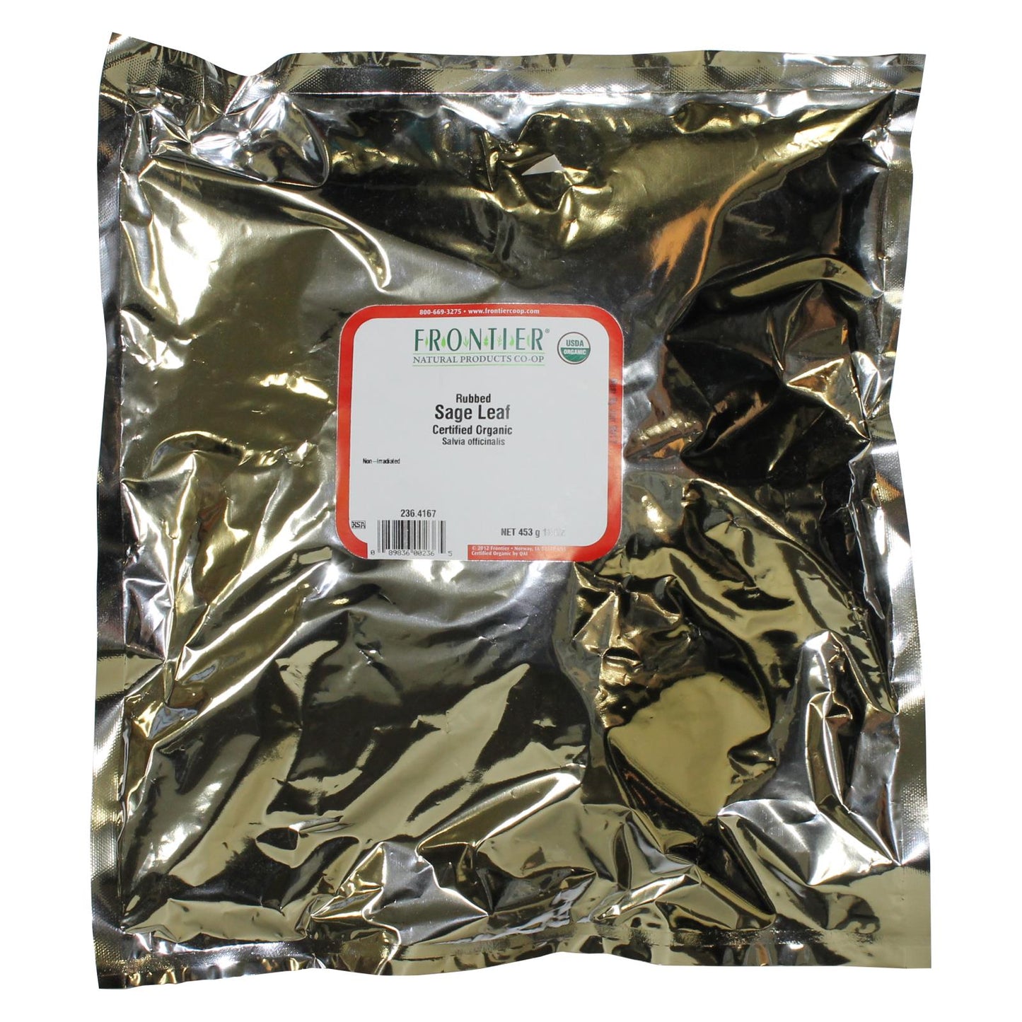 Salvia orgánica frotada Frontier Herb - Artículo individual a granel - 1 lb