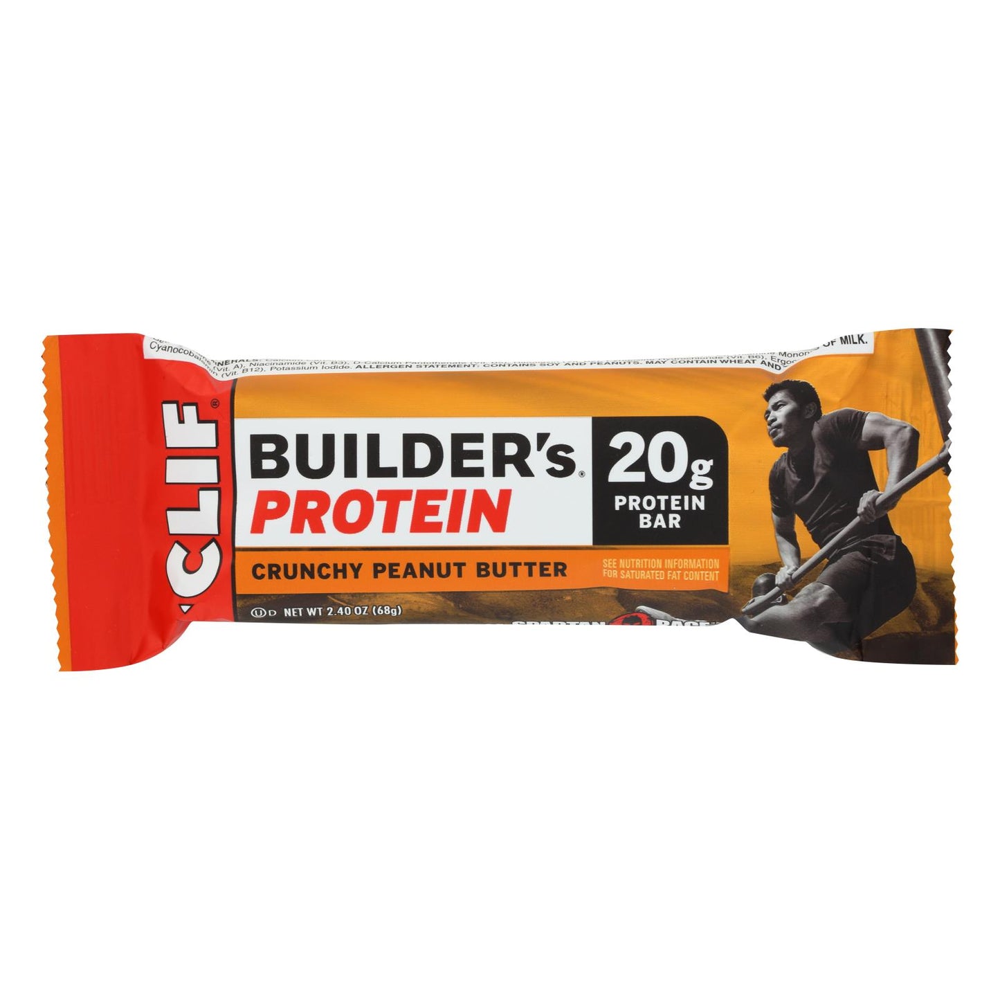 Barra de chocolate Clif Bar Builder Bar - Mantequilla de maní crujiente - Caja de 12 - 2.4 oz