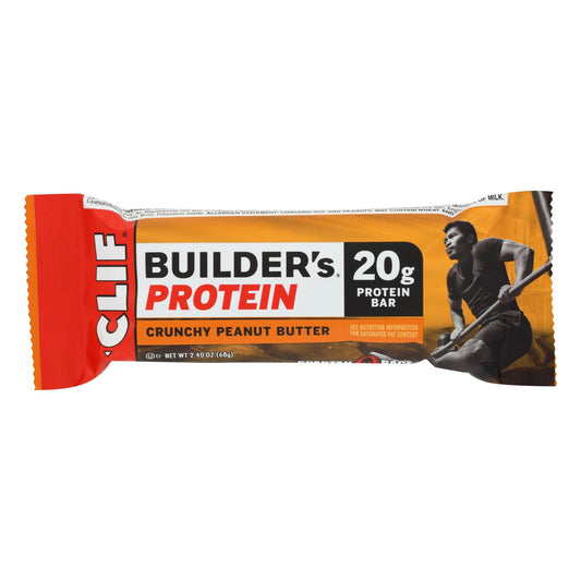 Barra de chocolate Clif Bar Builder Bar - Mantequilla de maní crujiente - Caja de 12 - 2.4 oz