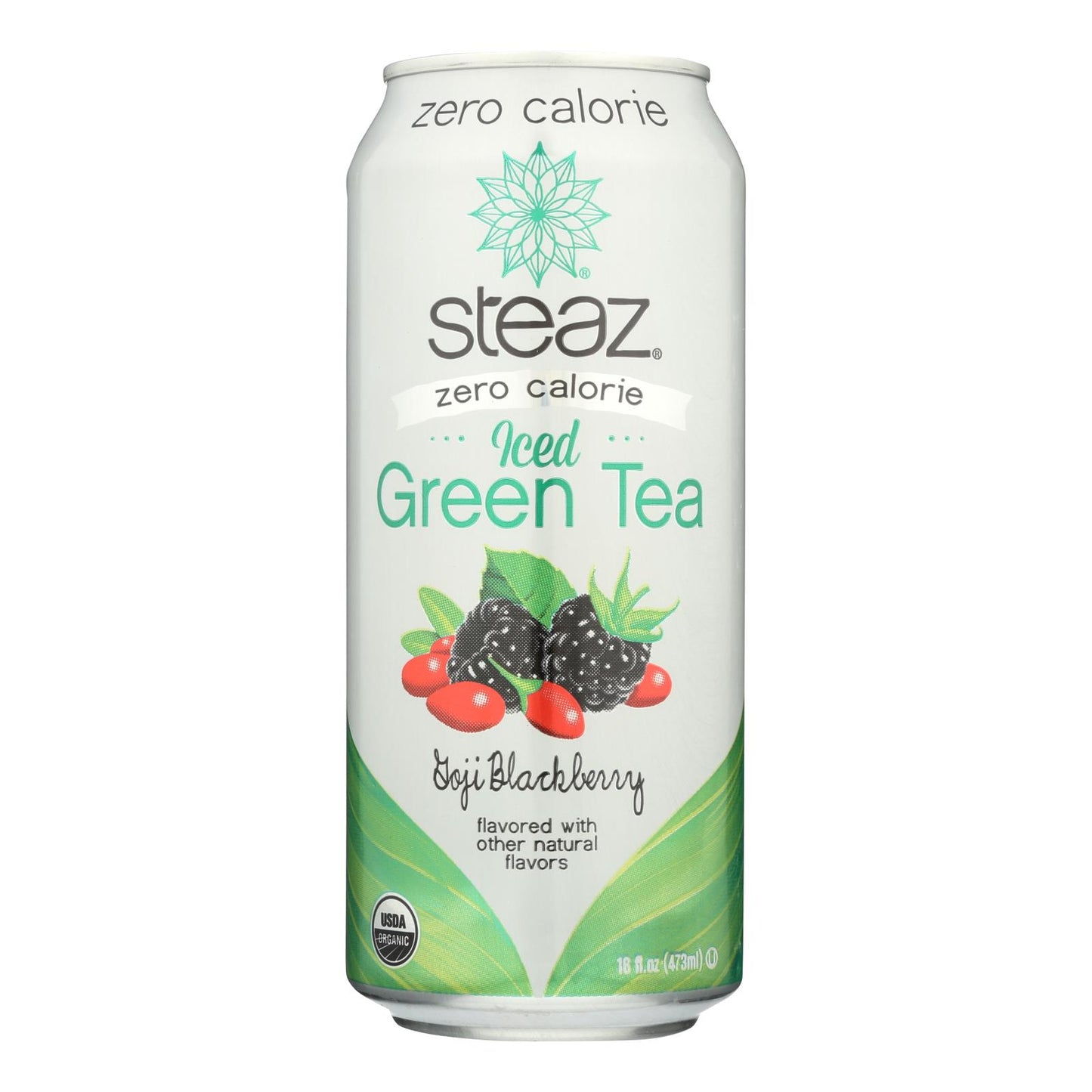 Té verde sin calorías Steaz - Mora - Caja de 12 - 16 fl oz.