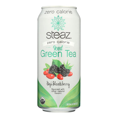Té verde sin calorías Steaz - Mora - Caja de 12 - 16 fl oz.