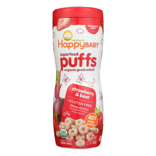 Bocadillos orgánicos Happy Bites para bebés, bocaditos de fresa, caja de 6, 2,1 oz