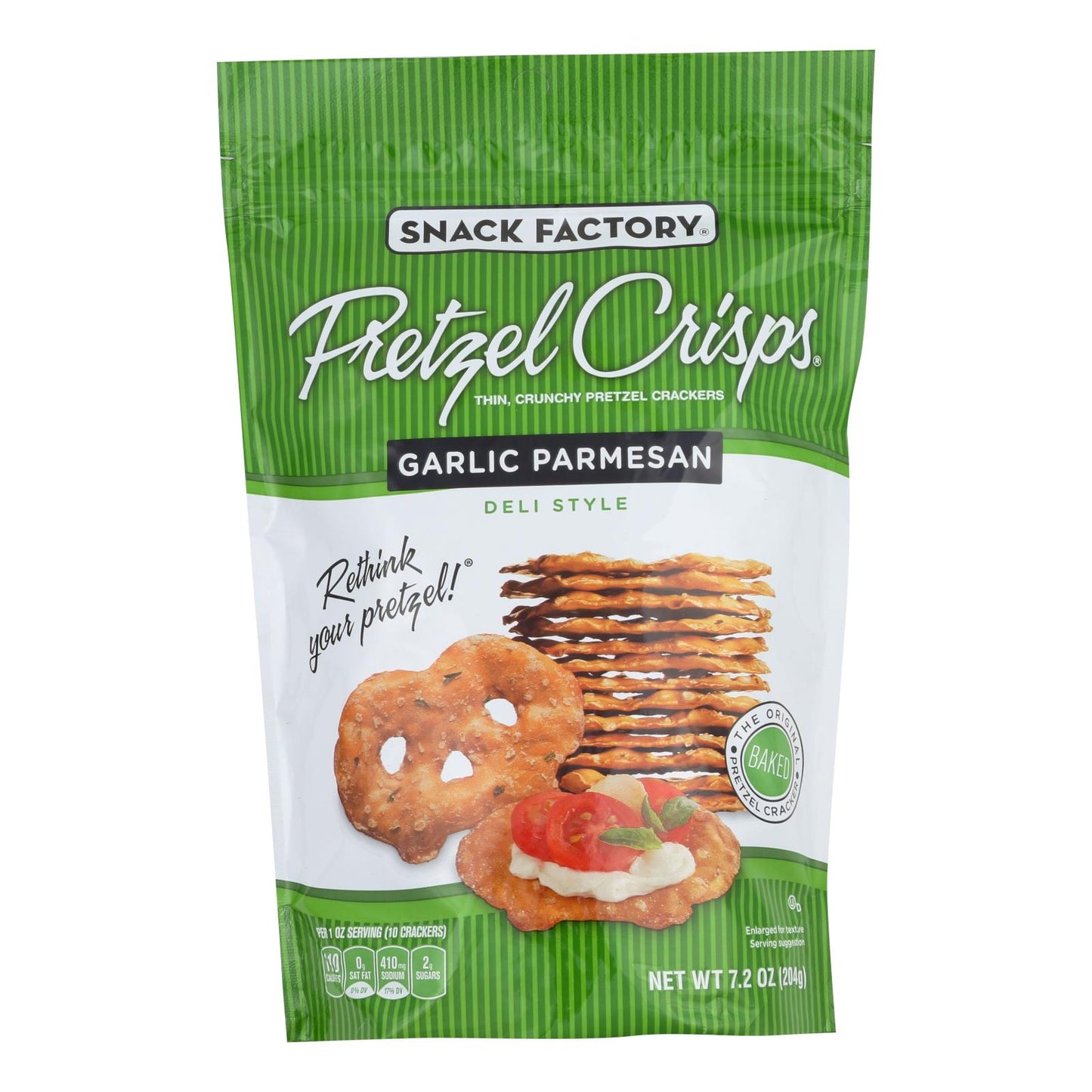 Snack Factory - Pretzels crujientes con parmesano y ajo - Caja de 12 - 7,2 oz