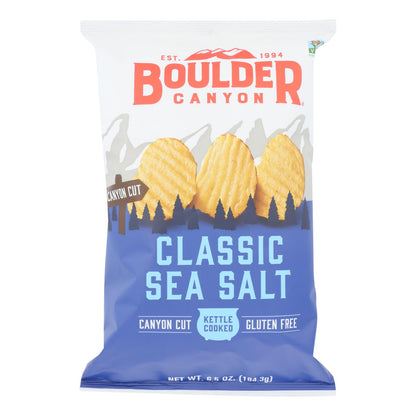 Boulder Canyon - Papas fritas cortadas en canela cocidas en hervidor - naturales - Caja de 12 - 6.5 oz