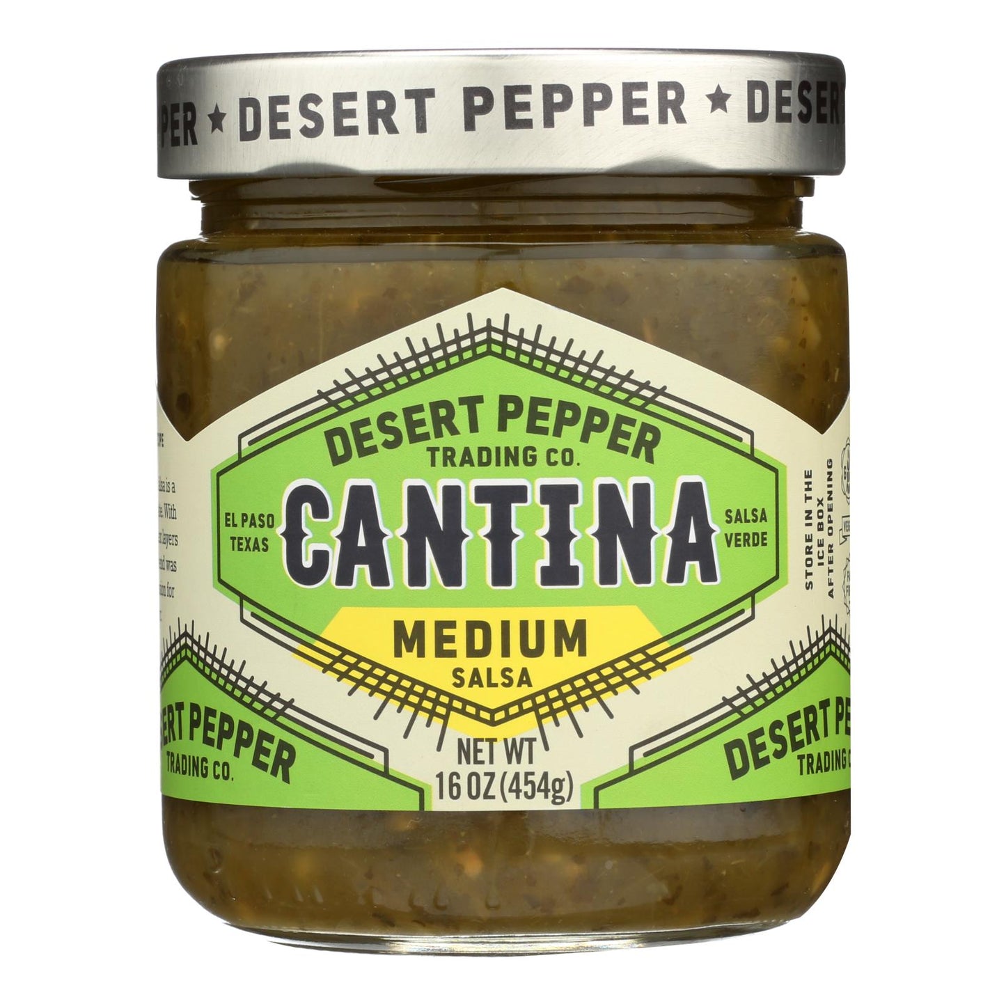 Salsa de pimienta del desierto de Desert Pepper Trading, cantina, mediana, verde, caja de 6, 16 oz