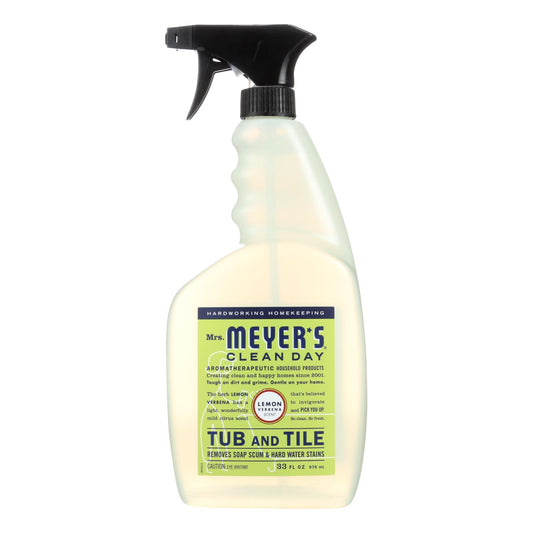 Mrs. Meyer's Clean Day - Limpiador de bañeras y azulejos - Verbena de limón - 33 onzas líquidas - Caja de 6
