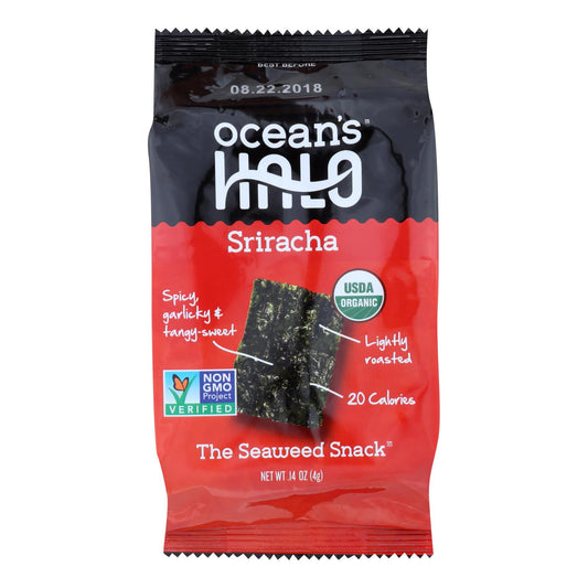 Snack de algas y salsa Sriracha Ocean's Halo - Caja de 12 - 0,14 oz