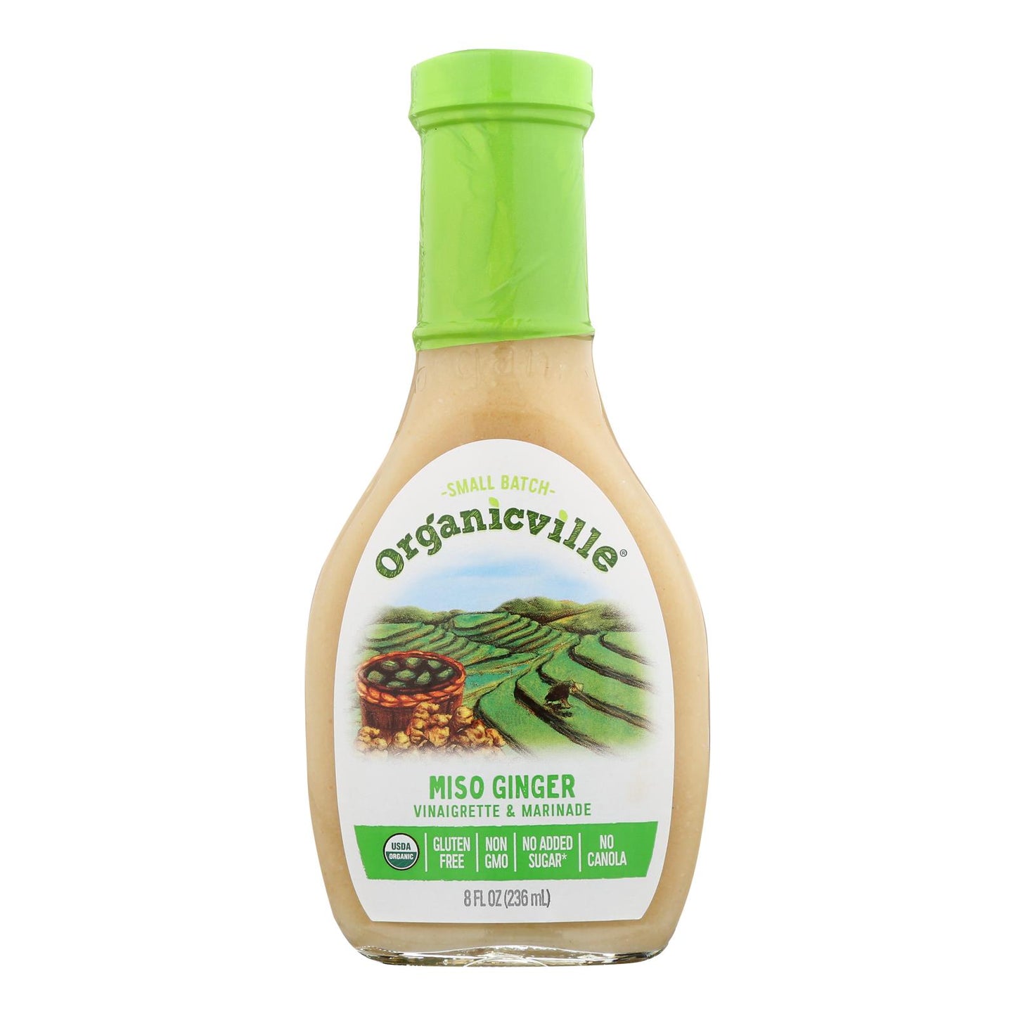 Organic Ville Miso Ginger Organic - Vinagreta - Caja de 6 - 8 Fl Oz.