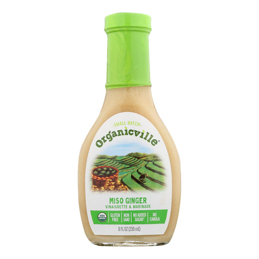 Organic Ville Miso Ginger Organic - Vinagreta - Caja de 6 - 8 Fl Oz.